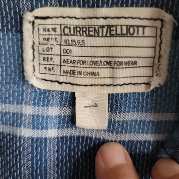 CURRENT/ELLIOTT, The Perfect Shirt, Reflektor Plaid, Blue and White, Size 1 (S) - Picture 7 of 10
